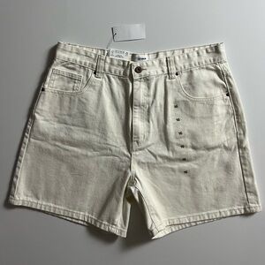 NWT Cotton On Dad Denim Shorts, Cream White, Size US12